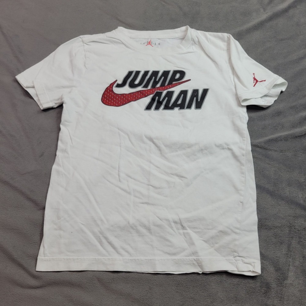 Nike Jordan Jumpman White T-Shirt Youth Medium Red Logo Basketball Style